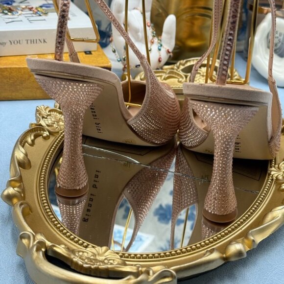 🆕 GIANNI BINI 🧿 NWOB Alexi Rhinestone Ankle Wrap Pointed Toe Pumps, Sz 7 - Picture 7 of 14